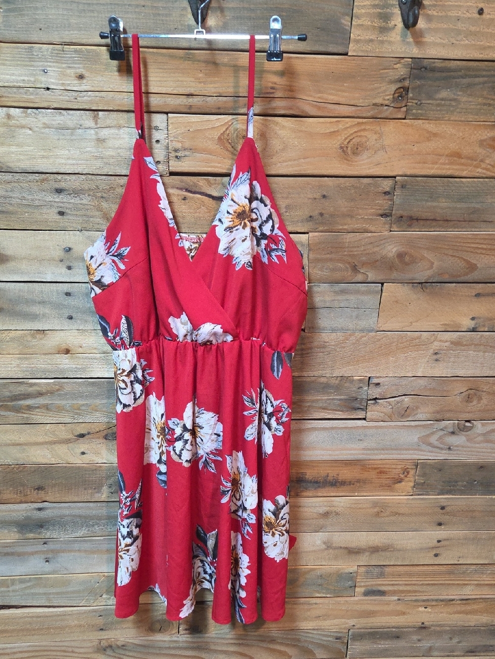 Red Floral Spaghetti Strap Sundress